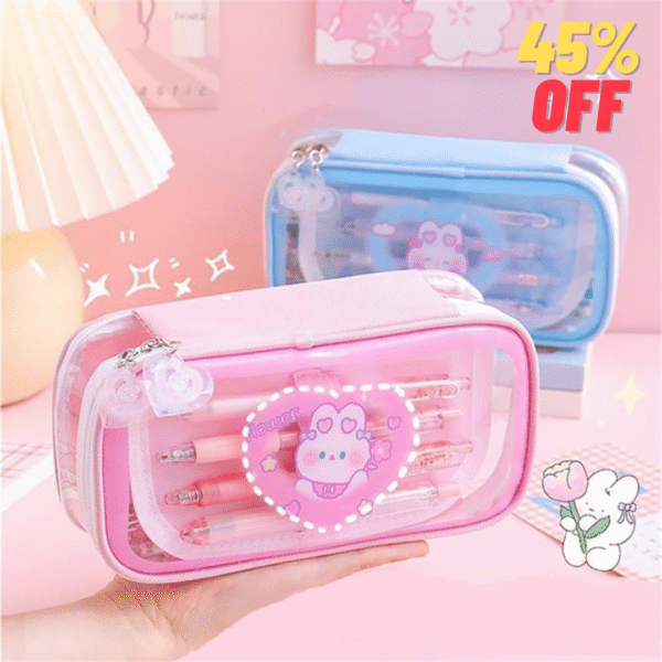 Large Capacity Transparent Kawaii Pouch - Premium Quality