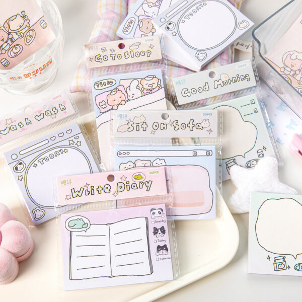 Kawaii Sticky Notes – Cute Daily Memo Pads (50 Sheets)