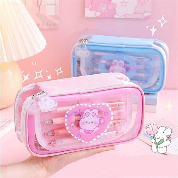 Large Capacity Transparent Kawaii Pouch - Premium Quality