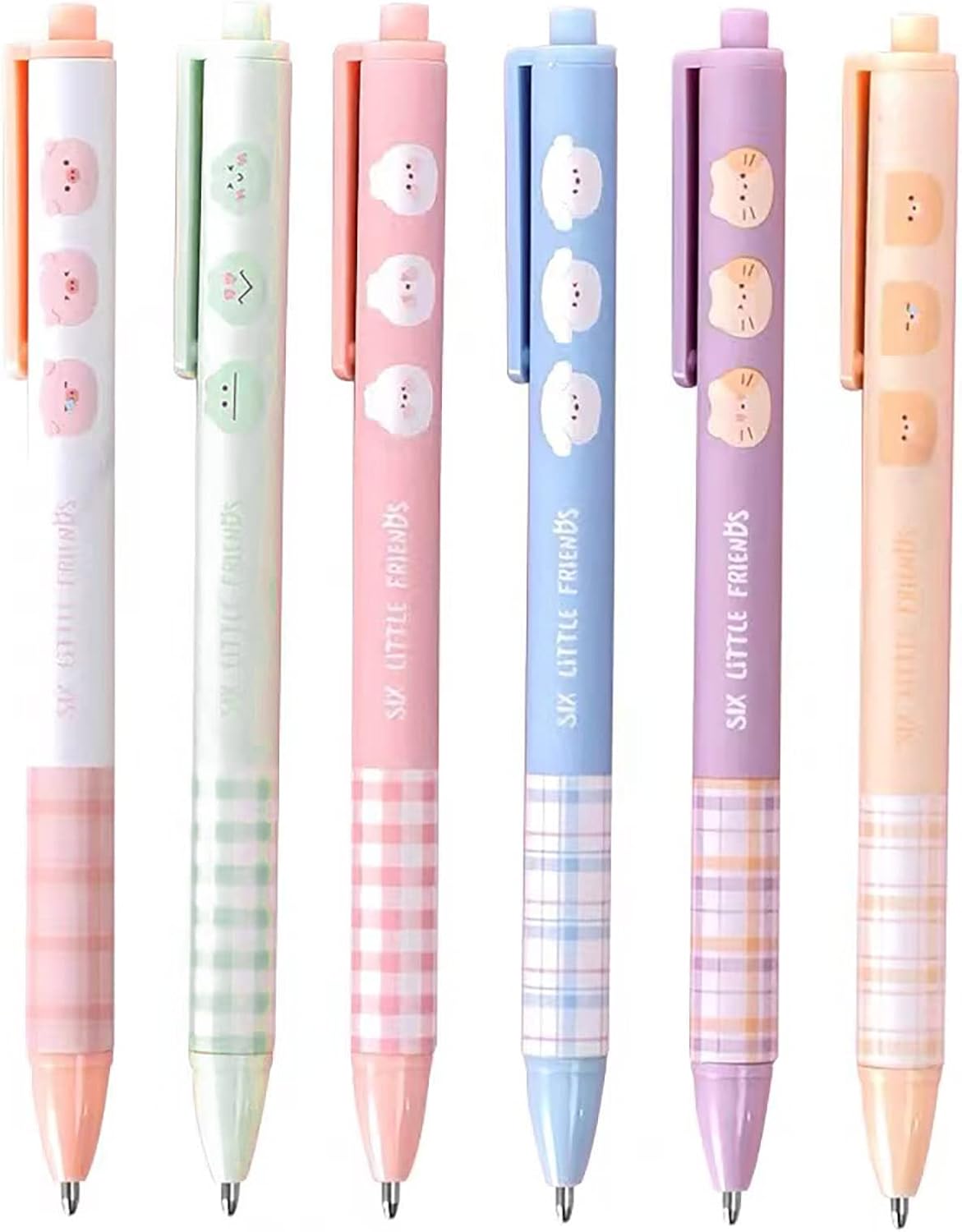 61sAWtnV9BL._AC_SL1500_.jpg Six Little Friends Pastel Teddy Pen - Set of 6