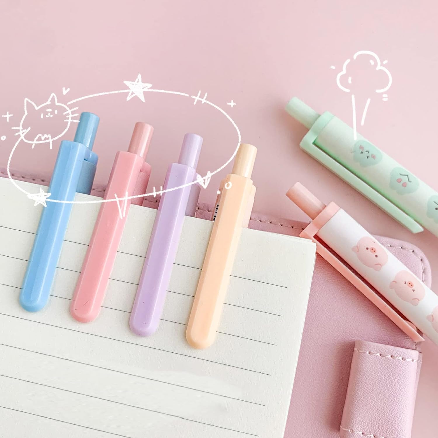 71CZYJW8TQL._AC_SL1500_.jpg Six Little Friends Pastel Teddy Pen - Set of 6