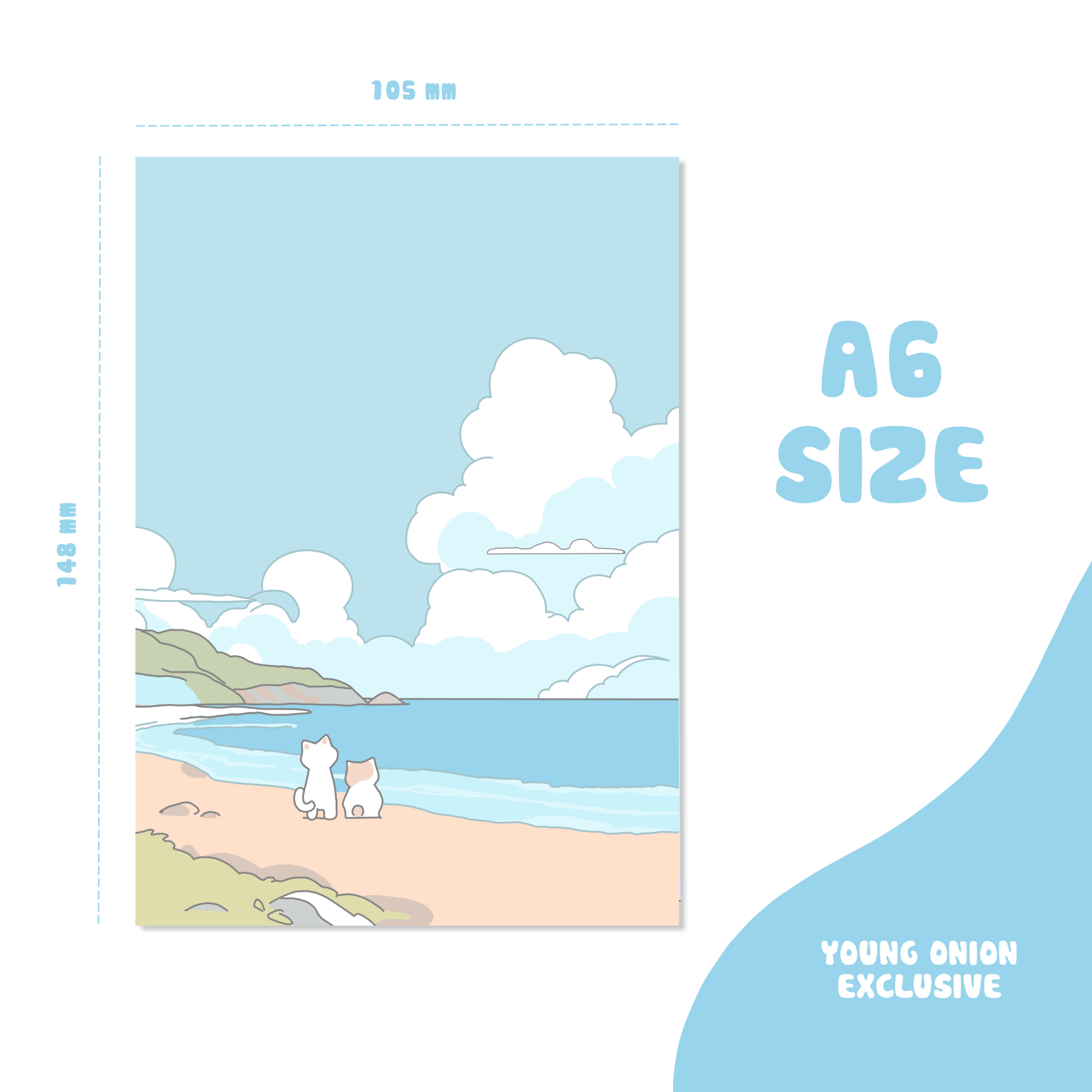 Coastal Whiskers | A6 Kawaii Notepad – Young Onion Exclusive