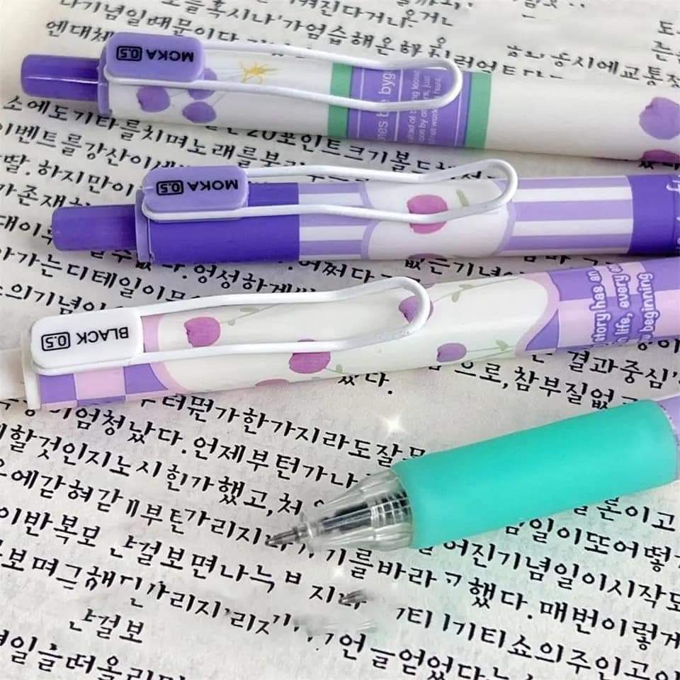 MOKA Purple Floral Gel Pens – Set of 6 - Blossom