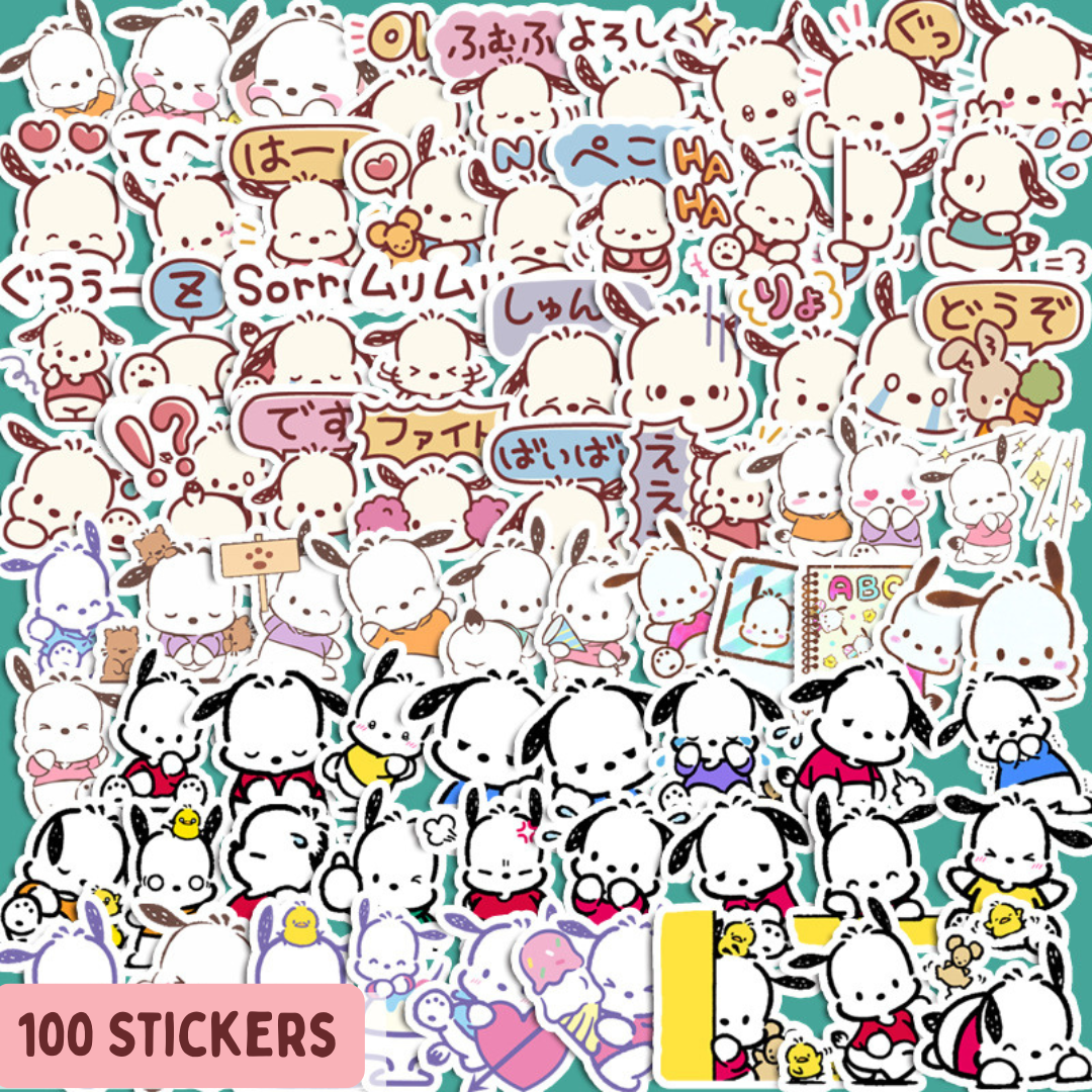 Pochacco_stickers_13.png Pochacco Sticker Pack – 100 Pcs (Waterproof & Die-Cut)