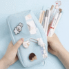 Premium Pencil Case with 5 Kawaii Acrylic Badges