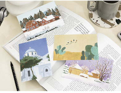 Travel Diaries Aesthetic Postcards – Set of 15 Cards