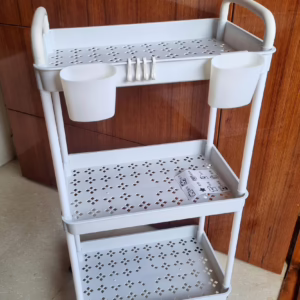 Compact Moveable 3-Layer Storage Trolley – White