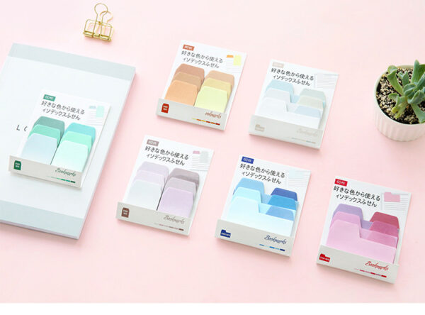 Gradient Pastel Bookmark Sticky Notes used for page index – 6 Color Sets