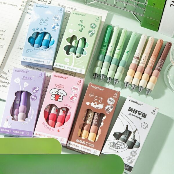 Kawaii Bubble Grip Gel Pens – Set of 4