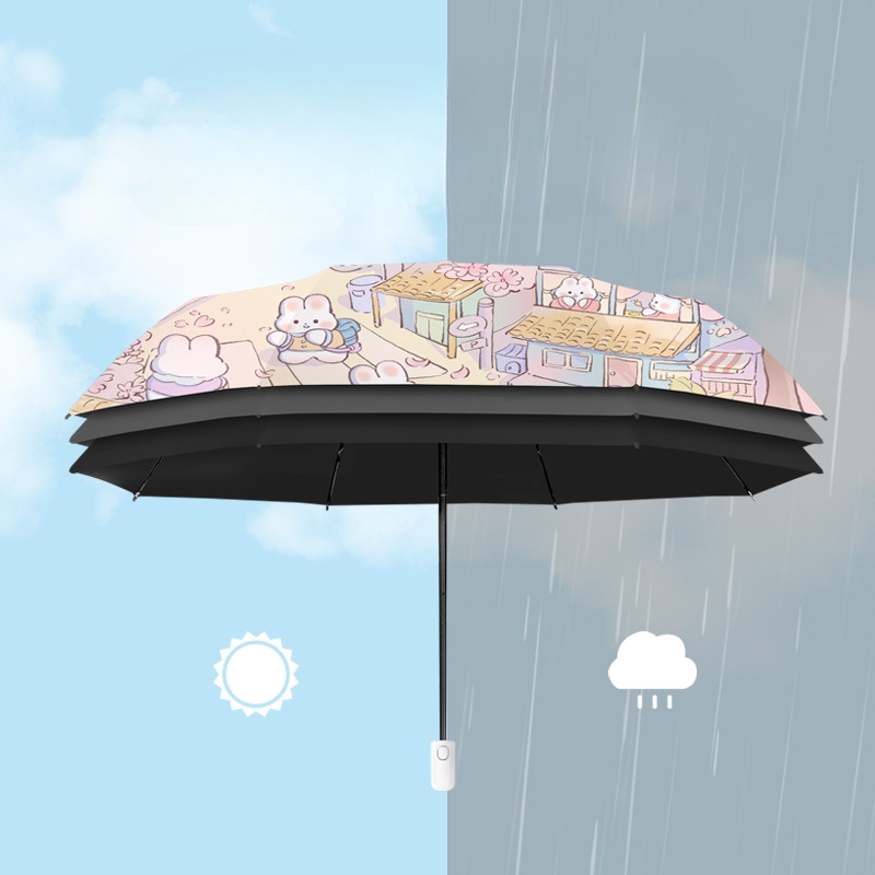Cherry Blossom Bunny - Premium Compact Umbrella