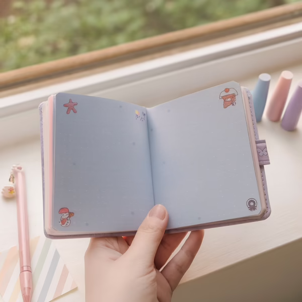 Dreamy Cat Mini Illustrated Notebook – Magnetic Closure