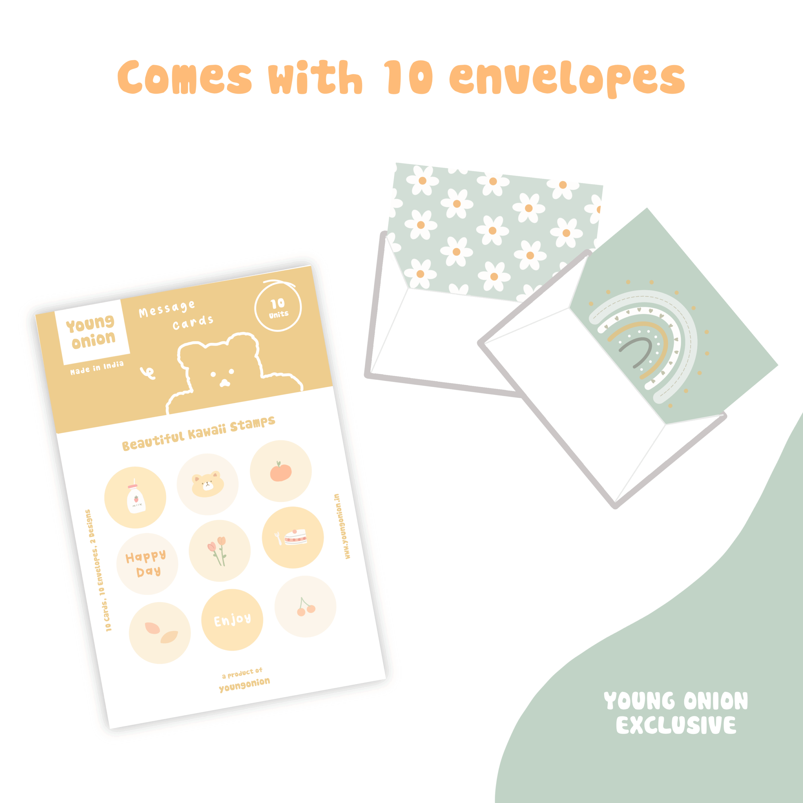 Dreamy Petals Kawaii Message Cards - Set of 10 - Young Onion Exclusive