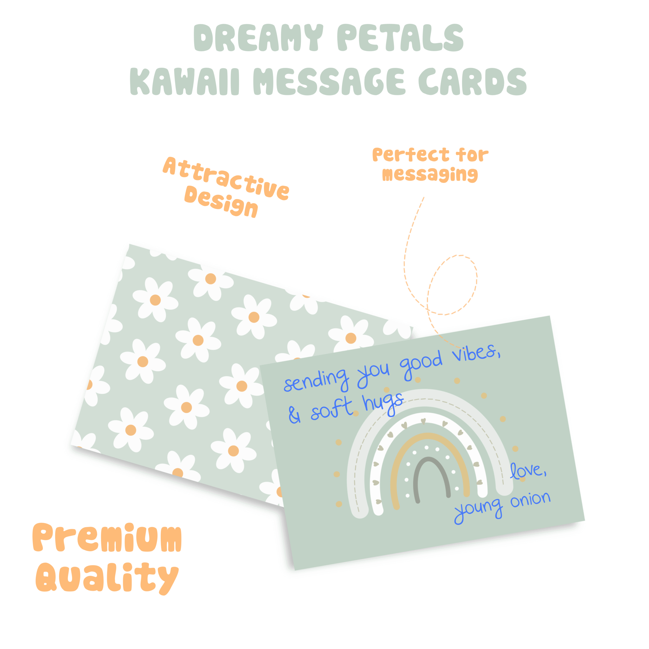 Dreamy Petals Kawaii Message Cards - Set of 10 - Young Onion Exclusive