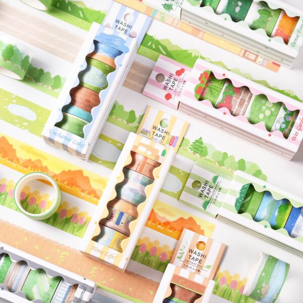 Scenic Kawaii Washi Tape Set – Decorative Masking Tape - Set of 4