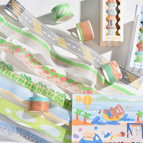 Scenic Kawaii Washi Tape Set – Decorative Masking Tape - Set of 4