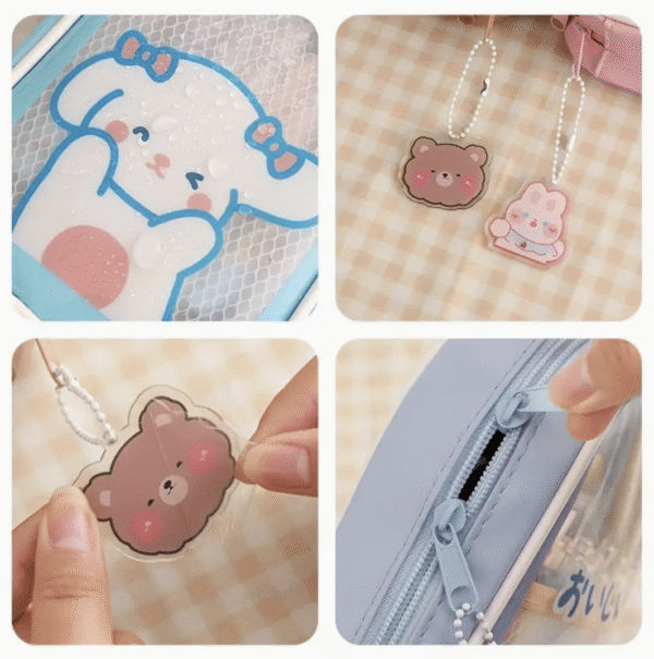 Multi layer extra large pencil case with pendant