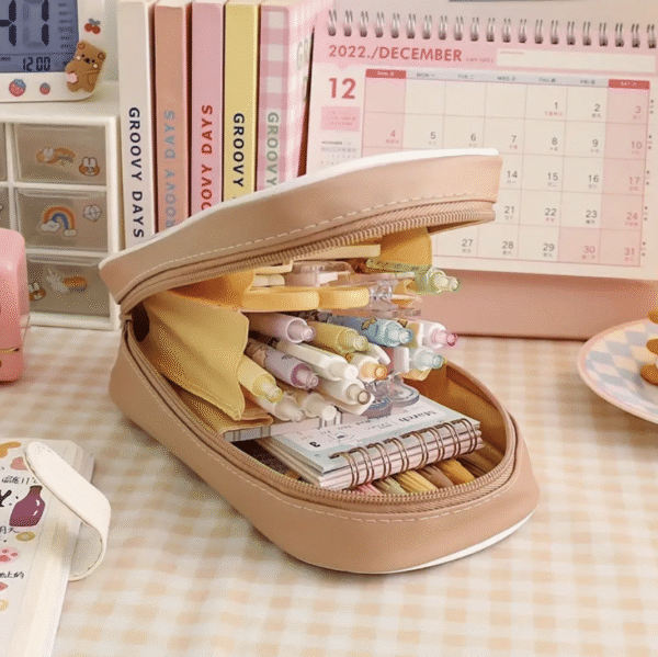 Multi layer extra large pencil case with pendant