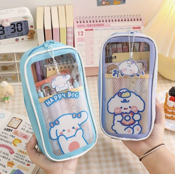 Multi layer extra large pencil case with pendant