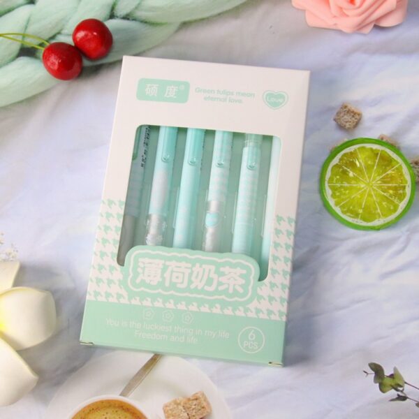 Grid-Themed Pastel Gel Pen – Set of 6