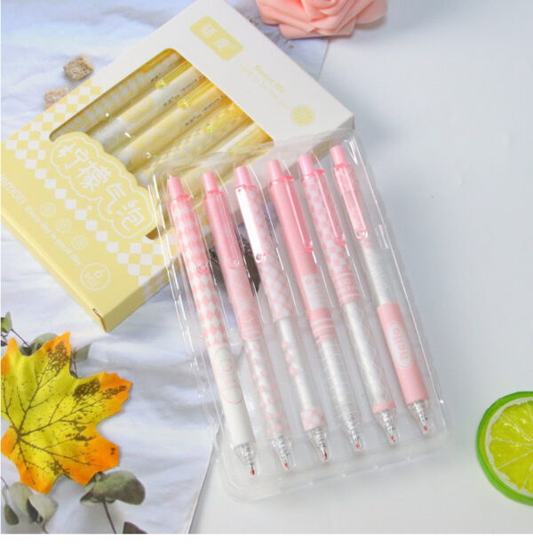 Grid-Themed Pastel Gel Pen – Set of 6