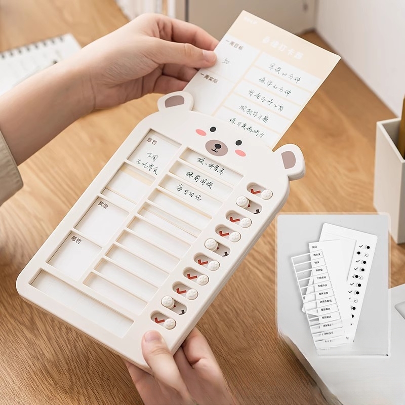 Bear Buddy Habit Tracker & To-Do Board with Habit Sheets - Pink