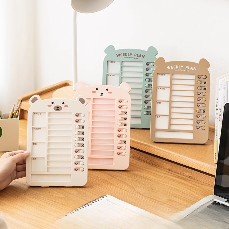 Bear Buddy Habit Tracker & To-Do Board with Habit Sheets - Pink