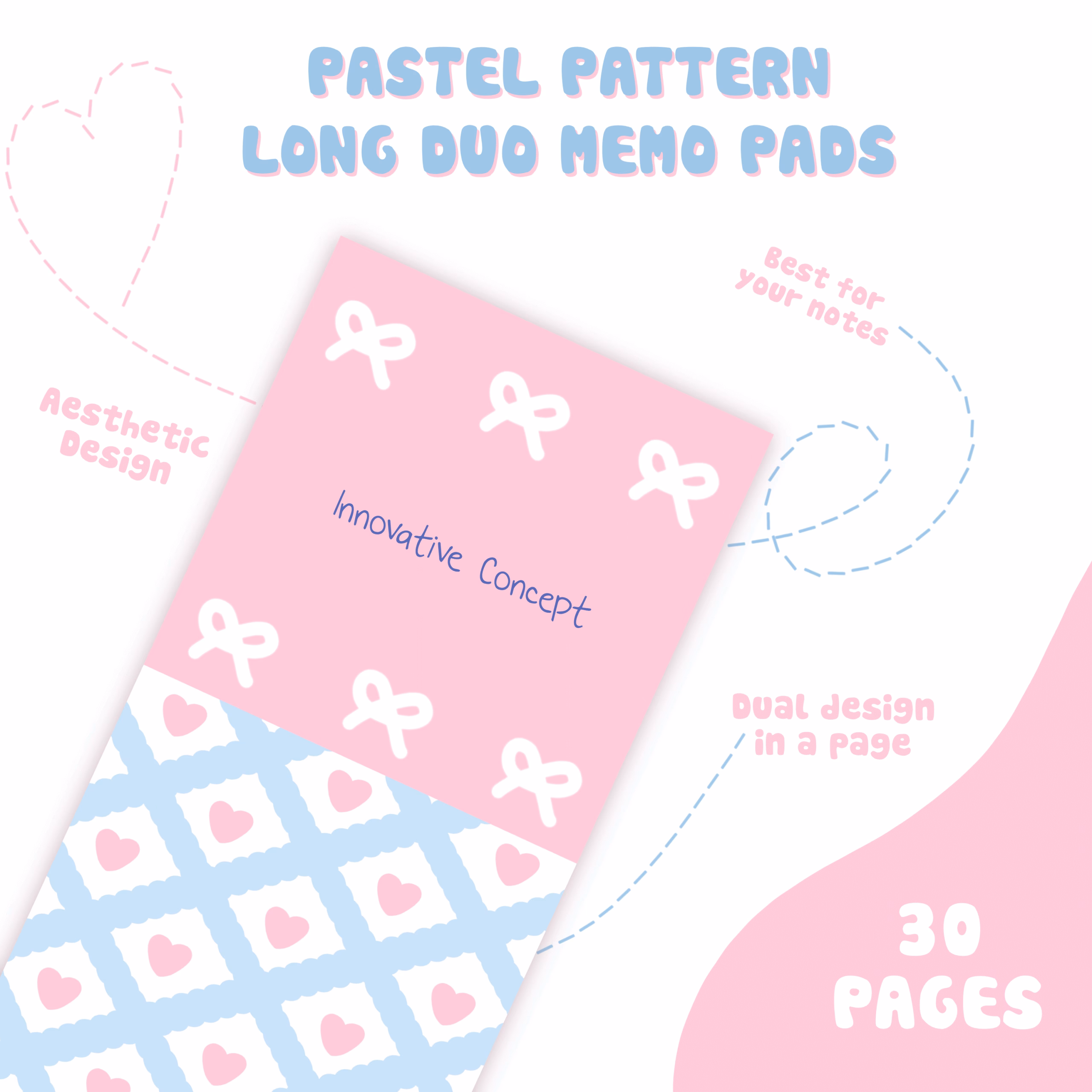Heart Bows – Long Duo Memo Pad (Young Onion Exclusive)