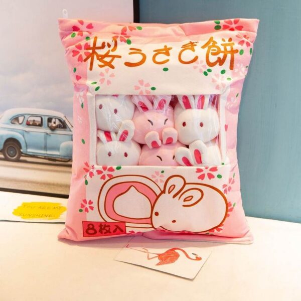 Japanese Pillow with small plushies - Bunny