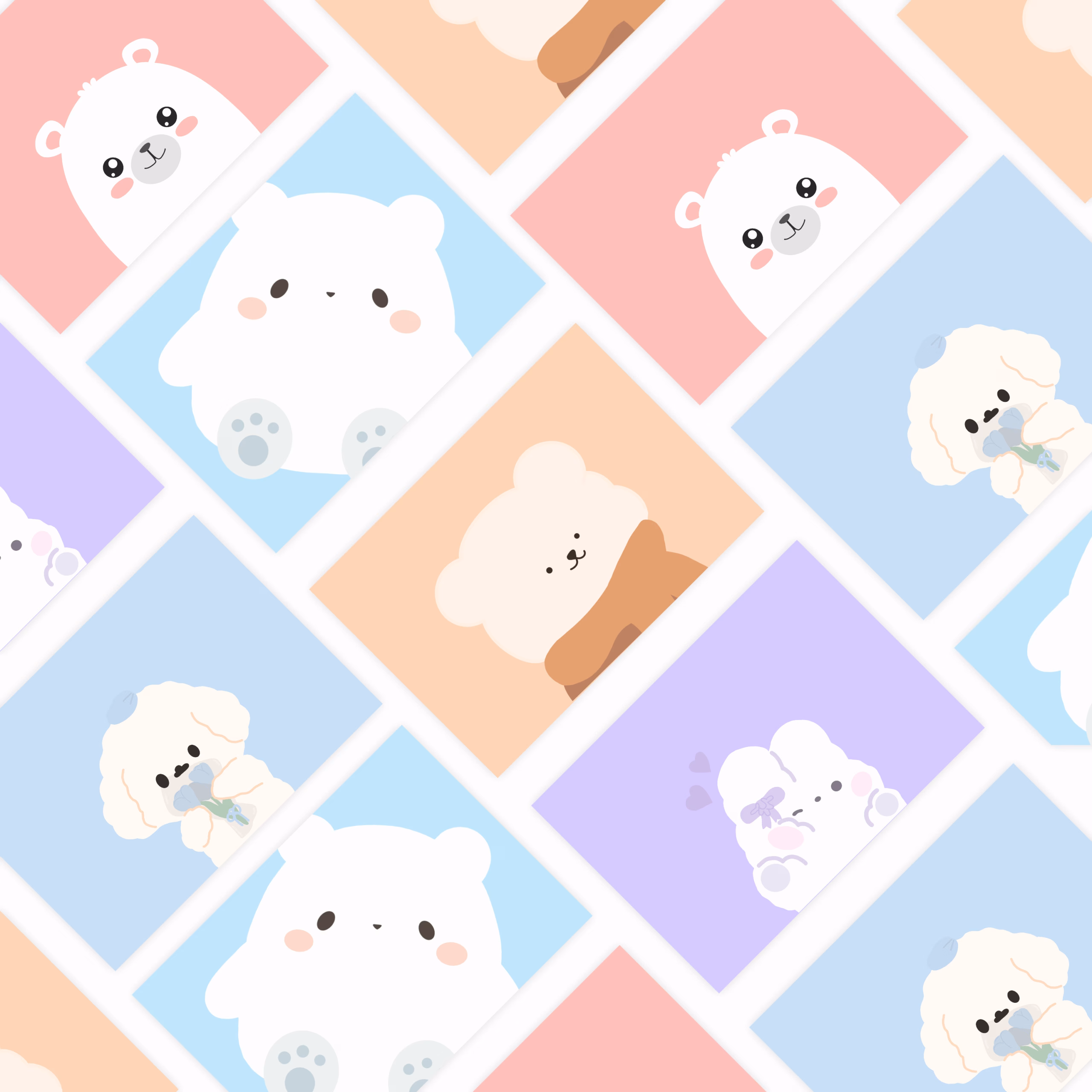 Kawaii Bear Message Cards with envelopes - Set of 10