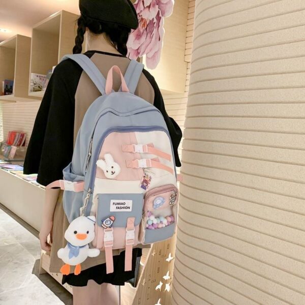Kawaii Korean Premium Backpack for school and college Students - Set of 2 - Pastel Color