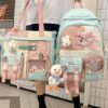 Kawaii Korean Premium Backpack for school and college Students - Set of 2 - Pastel Color