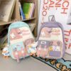 Kawaii Korean Premium Backpack for school and college Students - Set of 2 - Pastel Color
