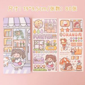 Kawaii Notebook with stickers for school and college students - Purple