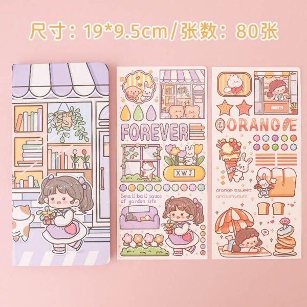 Kawaii Notebook with stickers for school and college students - Purple