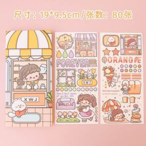 Kawaii Notebook with stickers for school and college students - Yellow