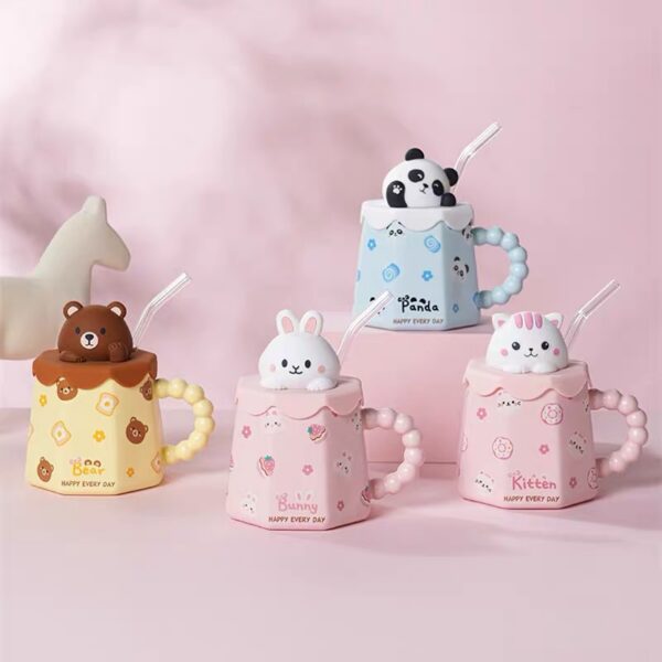 Bubble Handle 3D Character Mug with lid – Kawaii Edition