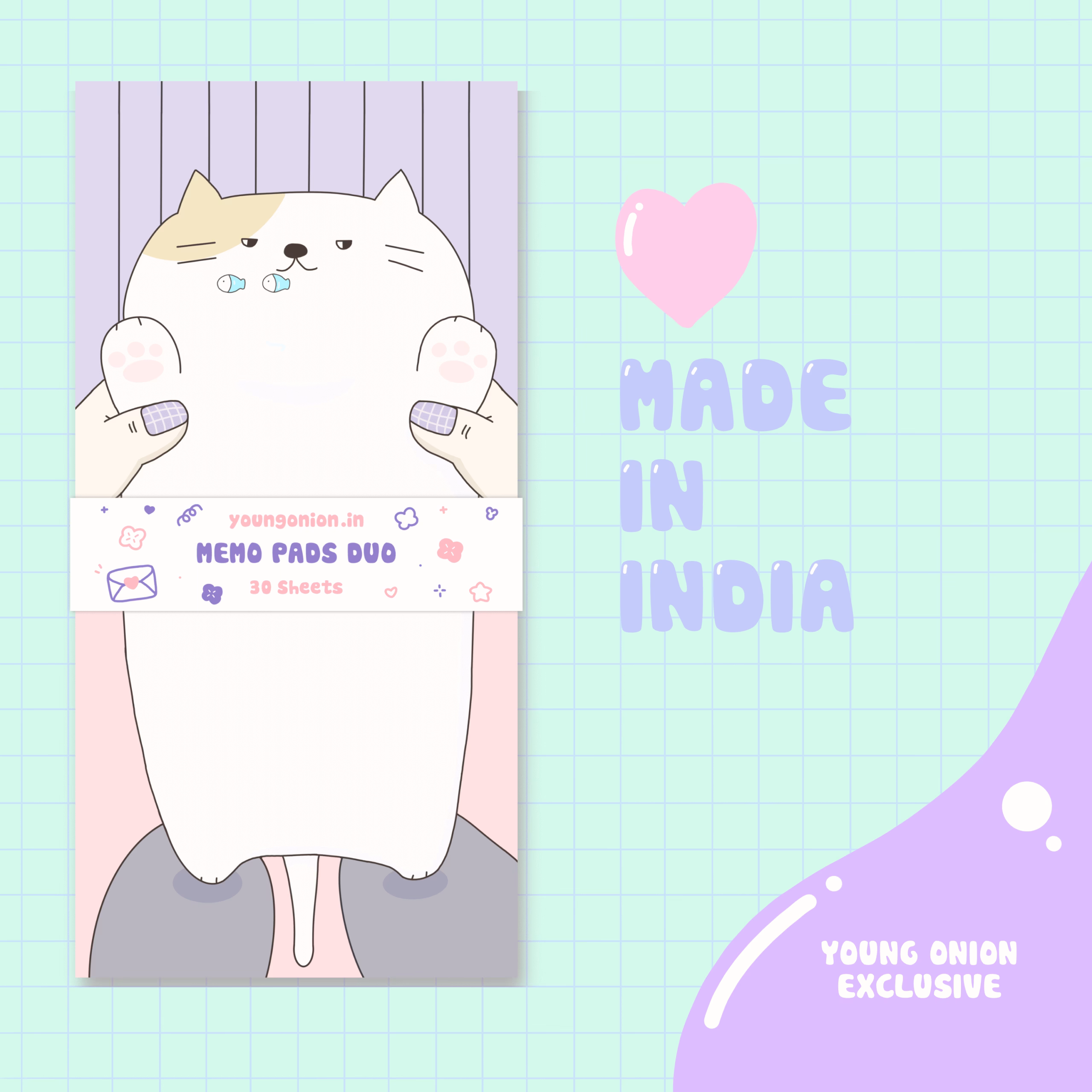 meow-long-memo-pad-1-scaled-1.avif Meow – Long Memo Pad (30 Sheets) - Young onion exclusive - Korean / Japanese Themed