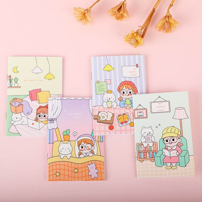 Kawaii Mini Pocket Notebook - Kitty & Girl - Random