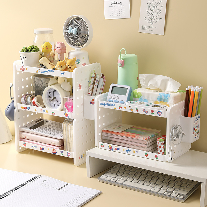 Kawaii Modular Desk Organizer Shelf with Pegboard