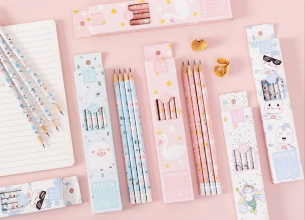Kawaii HB Pencil Set – Pack of 10 (Assorted Pastel Designs)