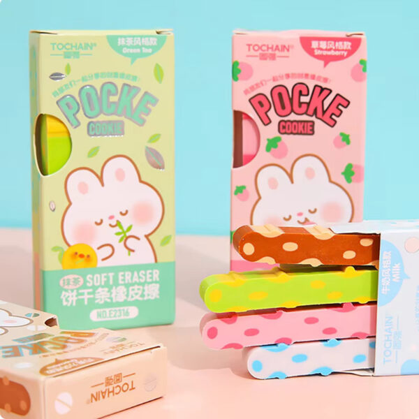 Pocky Chocolate Soft Eraser - Set of 4