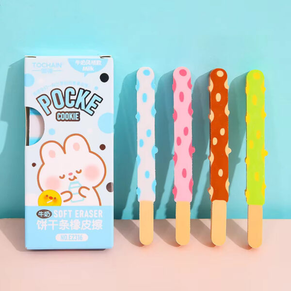 Pocky Chocolate Soft Eraser - Set of 4