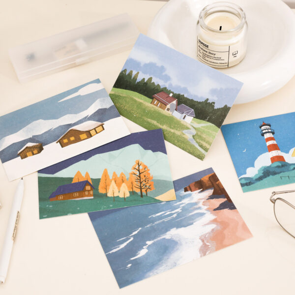 Travel Diaries Aesthetic Postcards – Set of 15 Cards