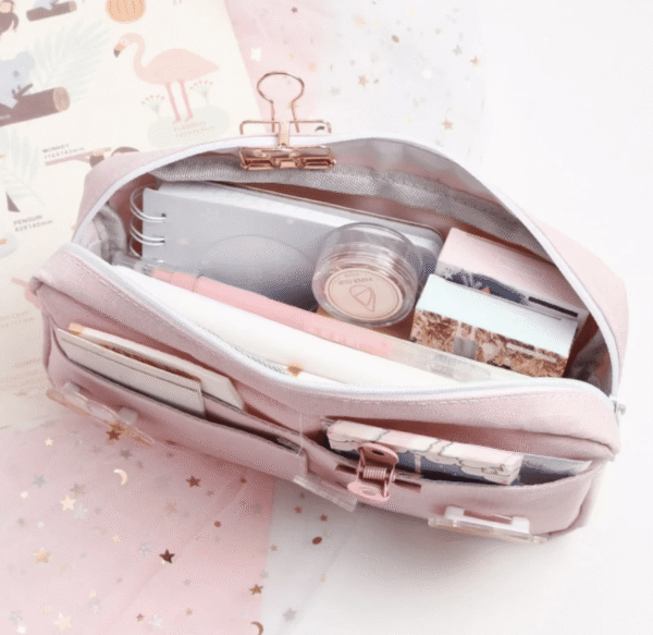 Premium Pencil Case with 5 Kawaii Acrylic Badges