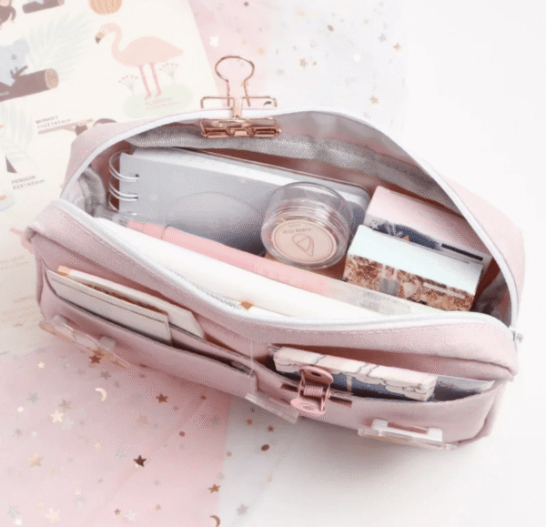 Premium Pencil Case with 5 Kawaii Acrylic Badges