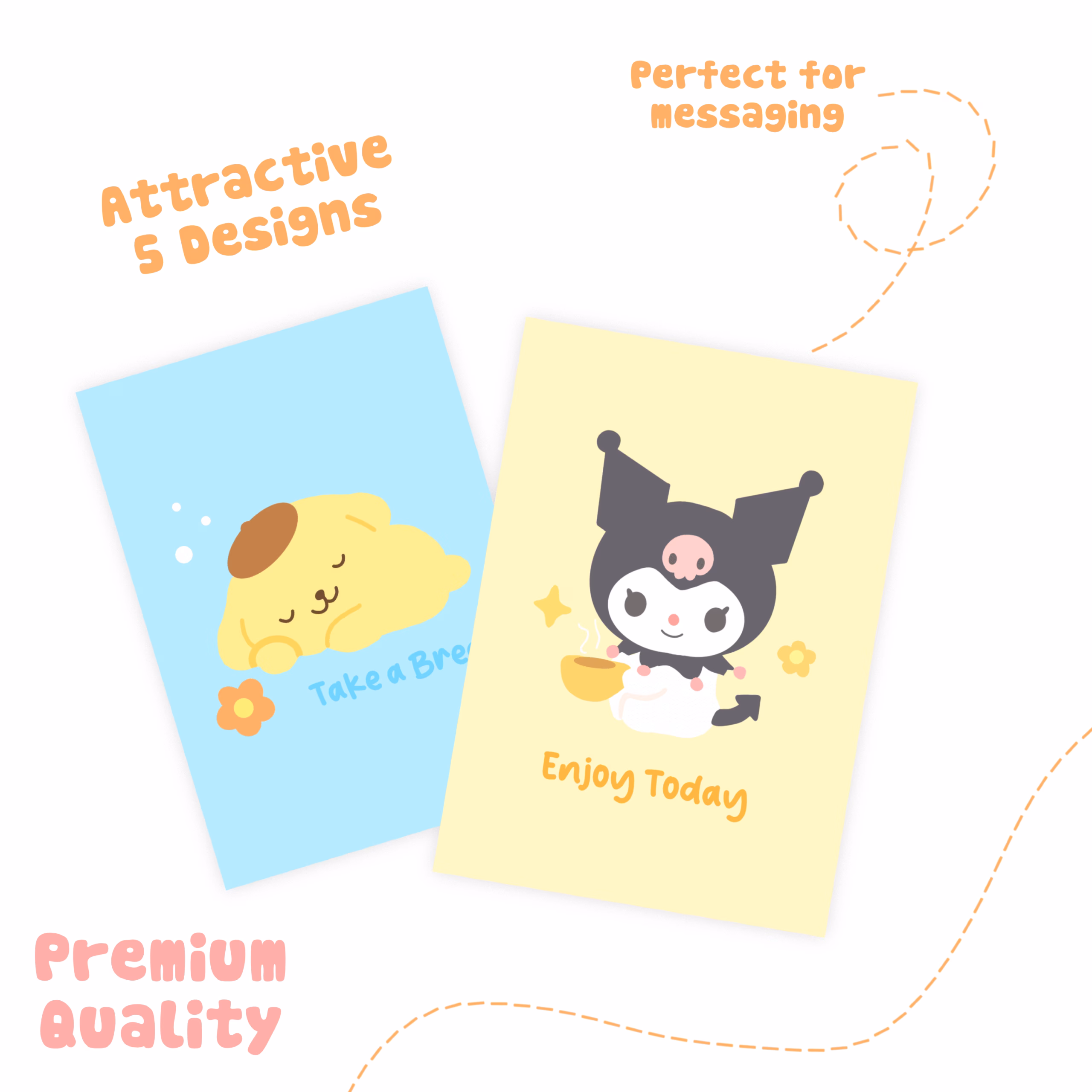 Sanrio Message Cards with Envelopes – 5 Cute Designs (Young Onion Exclusive)