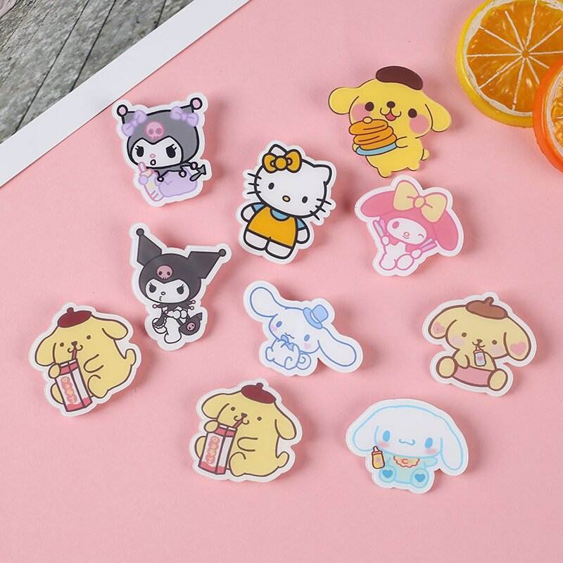 Sanrio Acrylic Pins / Hooks for School and College Students - Set of 5