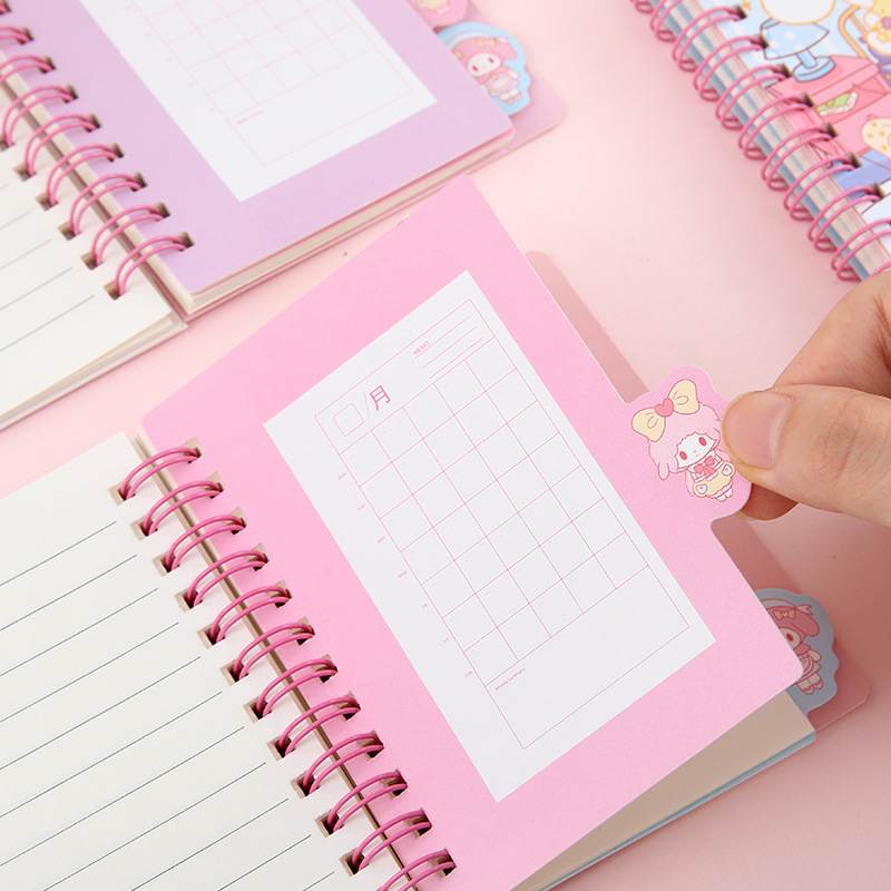 Sanrio Kawaii Mini Spiral Notebook with Tab Dividers