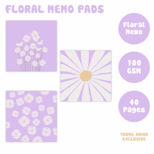 Purple Daisy Square Memo Pads (Young Onion Exclusive) - Set of 3