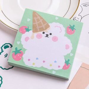Kawaii Ice Cream Bear Sticky Notes – 80 Sheets (80x80mm)